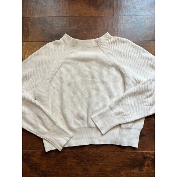 Free People White Ribbed Heavy Knit Sweater Womens Size L - Picture 1 of 7